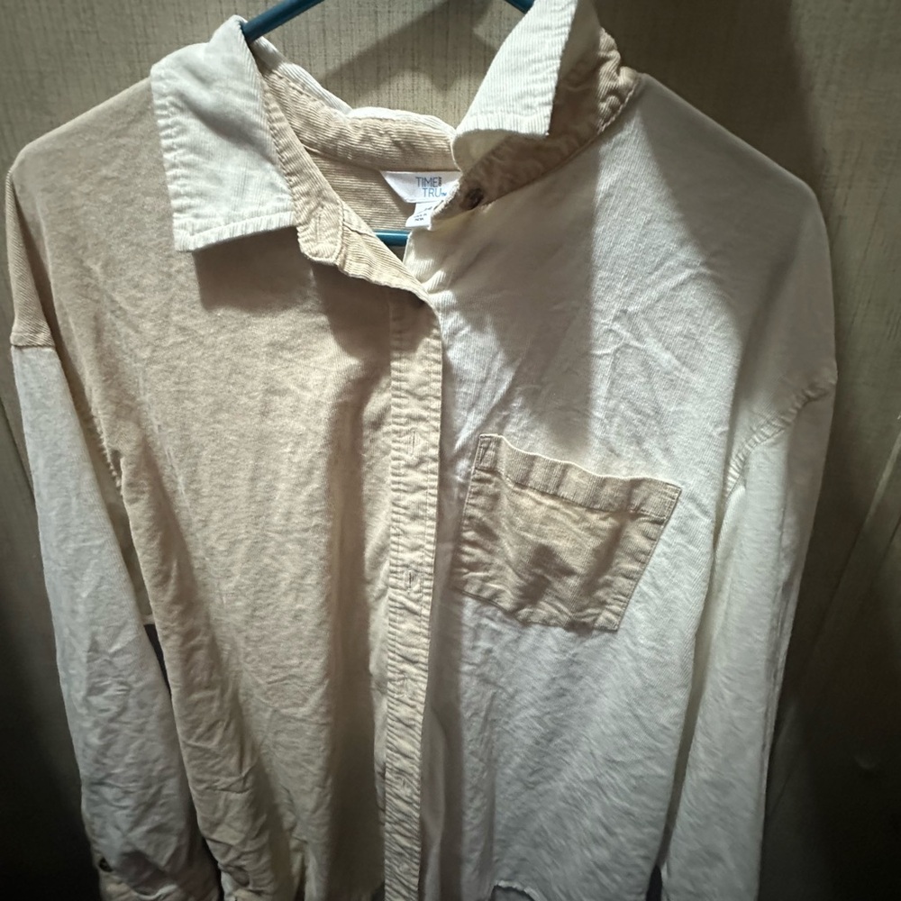 Time and Tru Beige and Cream Long Sleeve Top